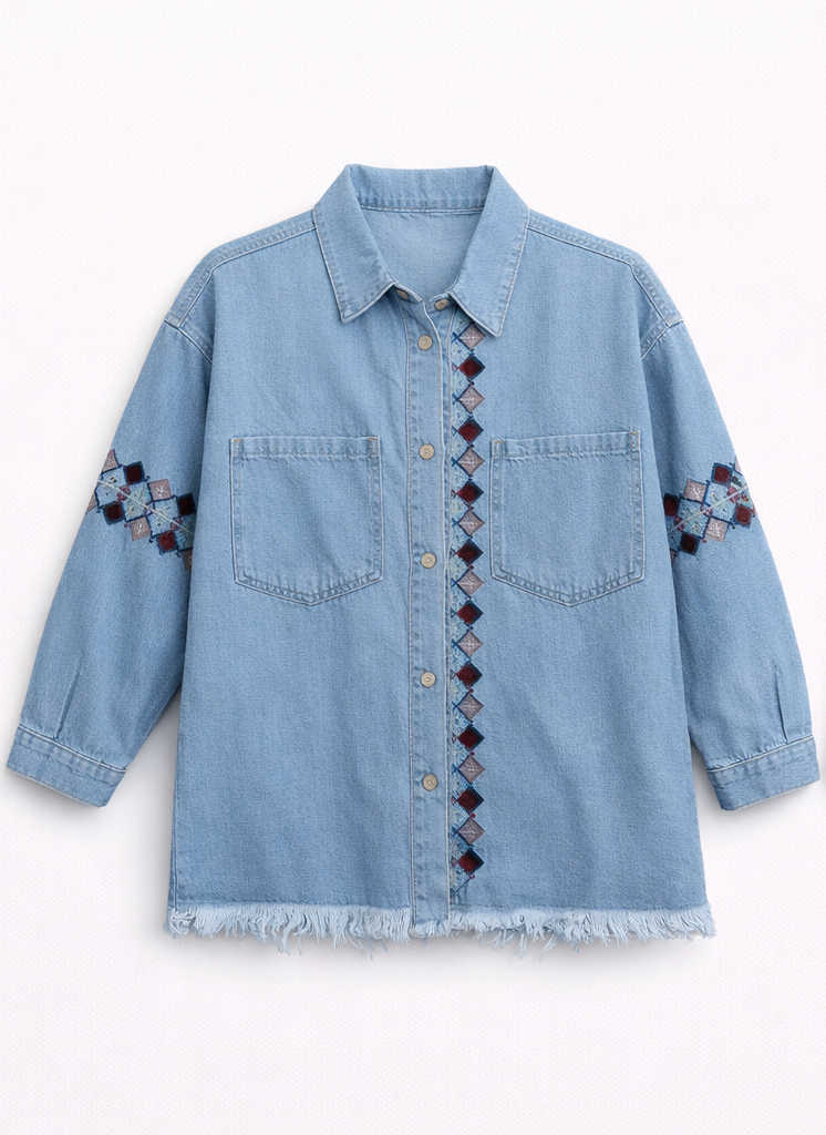 Boho Embroidered Denim Jacket