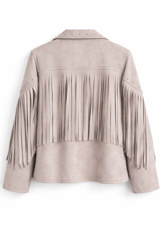 Beige Suede Fringe Jacket