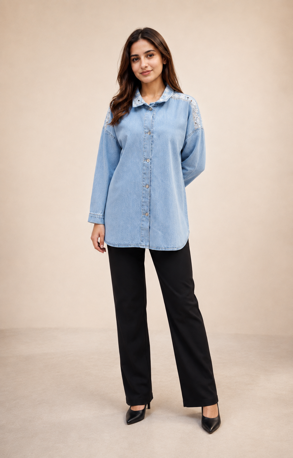 Celeste Lace Denim Shirt
