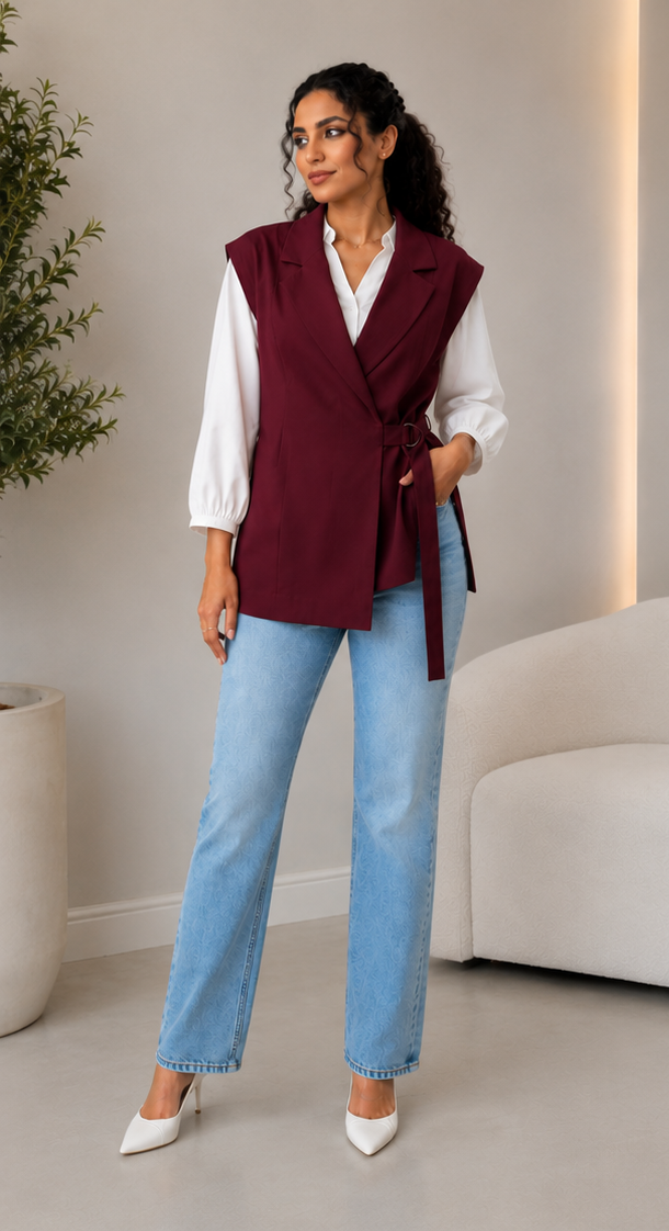 Merlot Tailored Wrap Vest