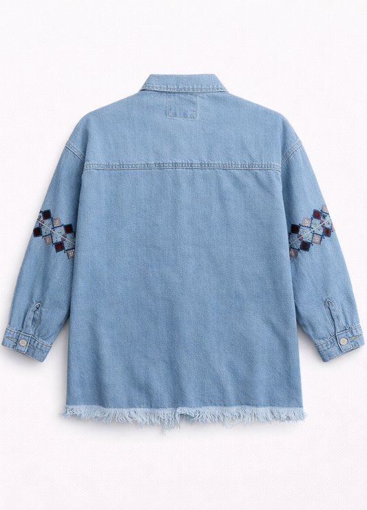 Boho Embroidered Denim Jacket