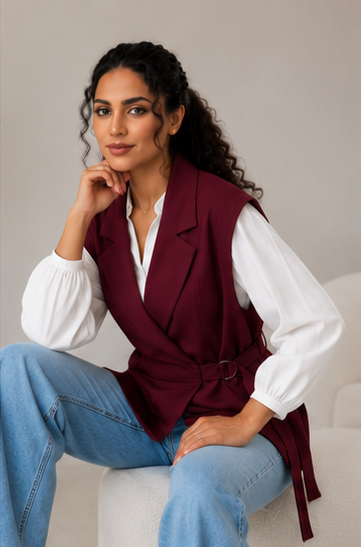 Merlot Tailored Wrap Vest