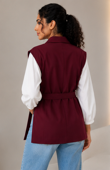 Merlot Tailored Wrap Vest