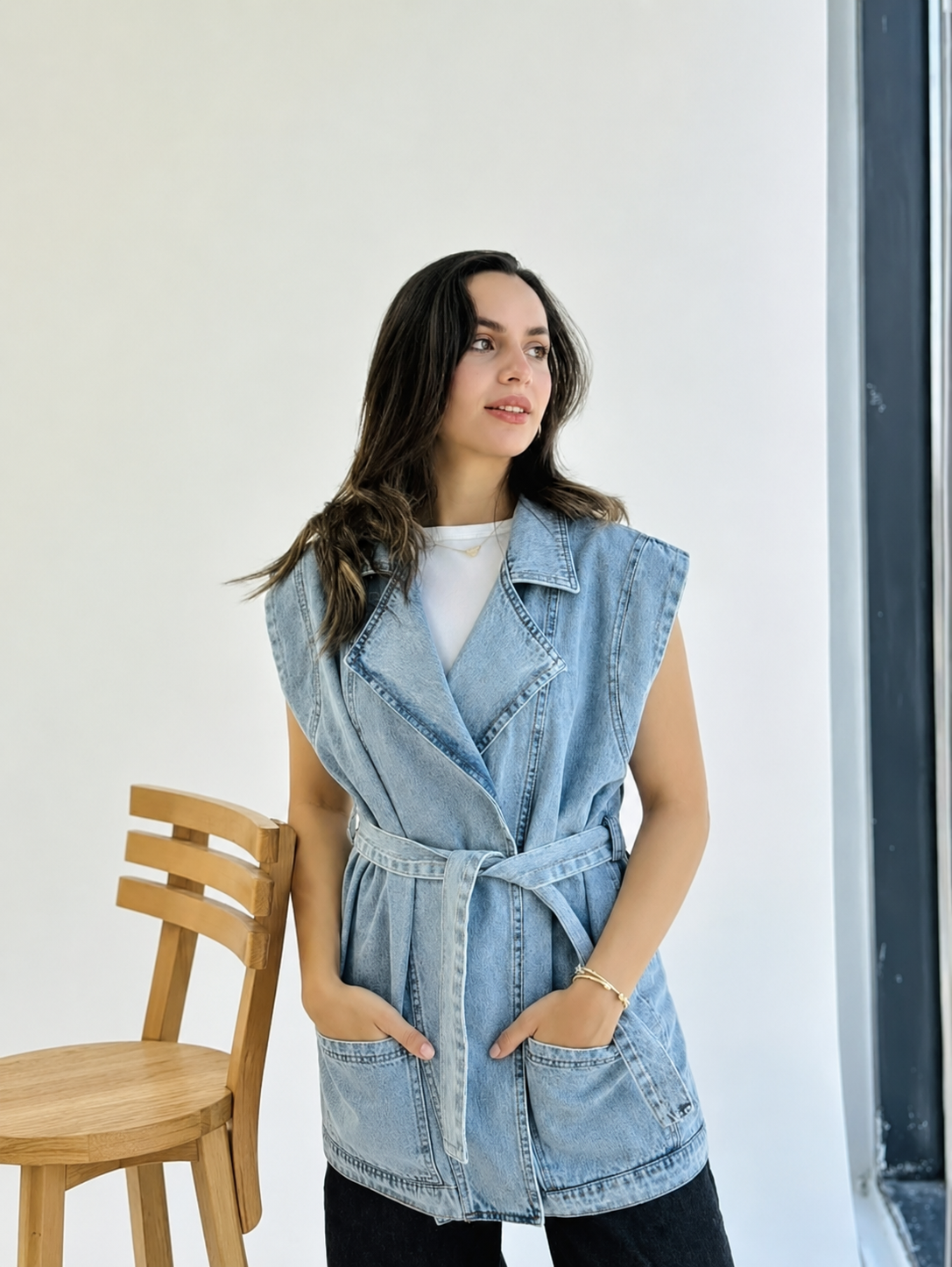 Belted Denim Vest