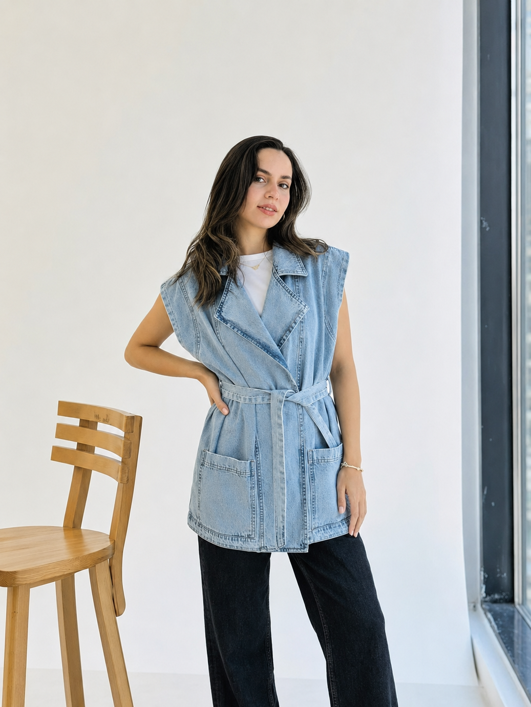 Belted Denim Vest