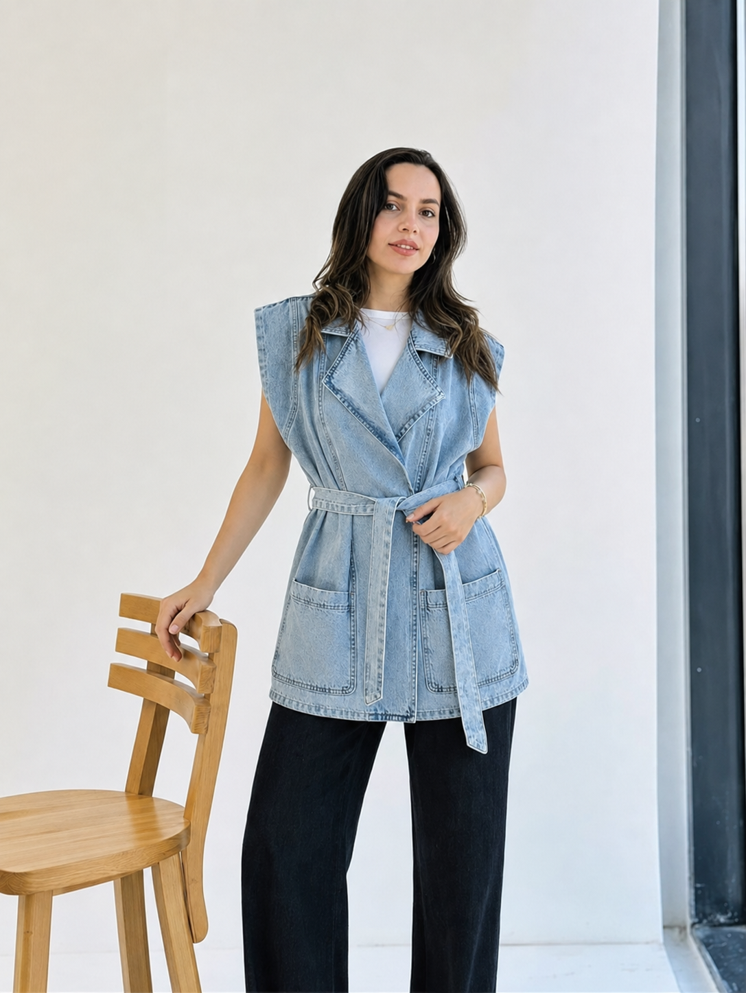 Belted Denim Vest
