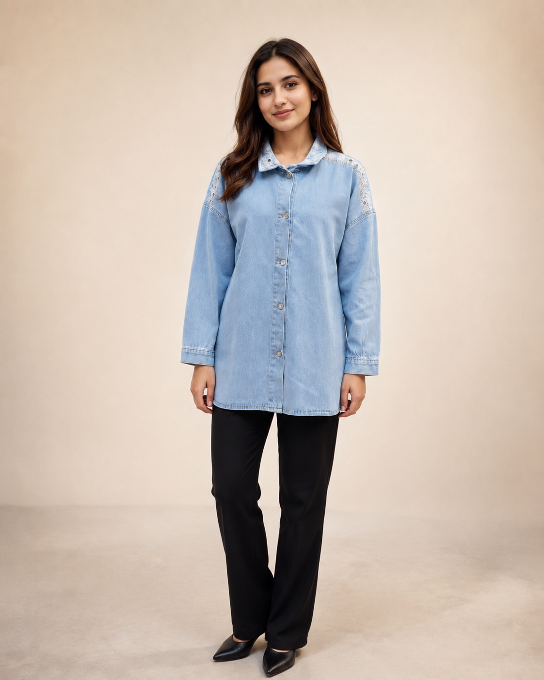 Celeste Lace Denim Shirt