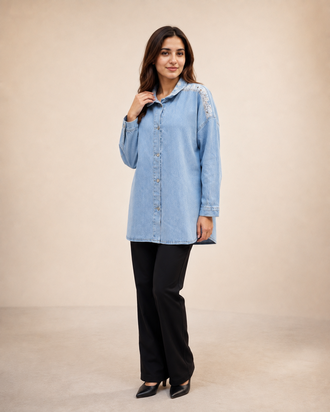 Celeste Lace Denim Shirt