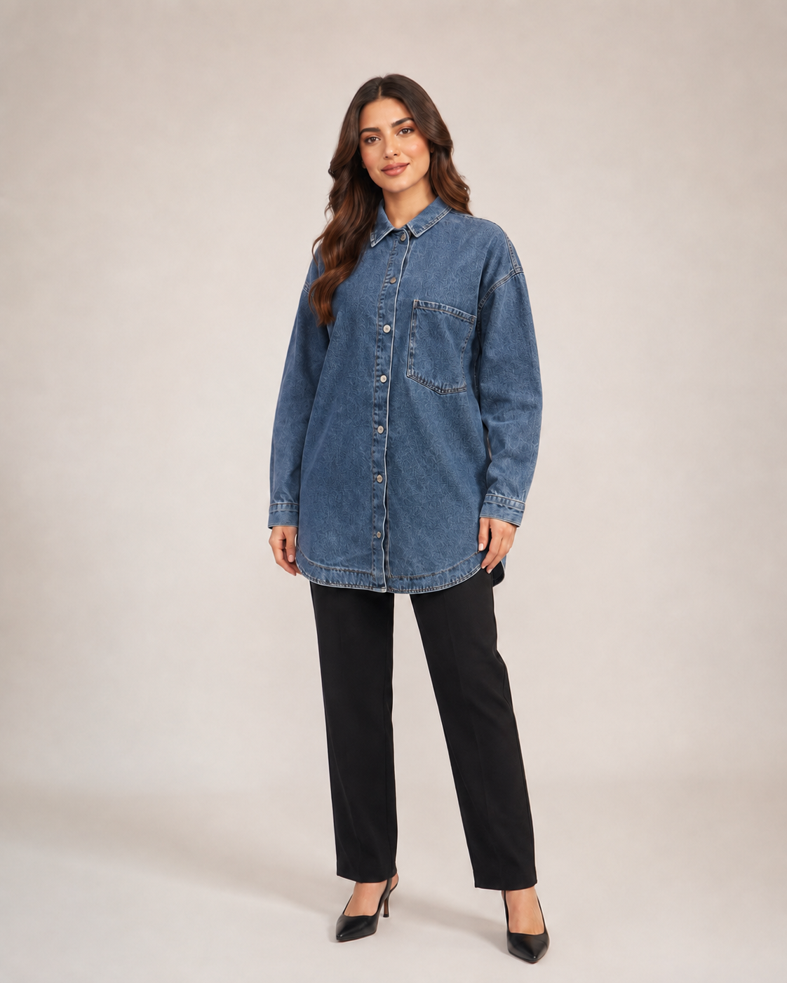 Indigo Muse Longline Denim Shirt