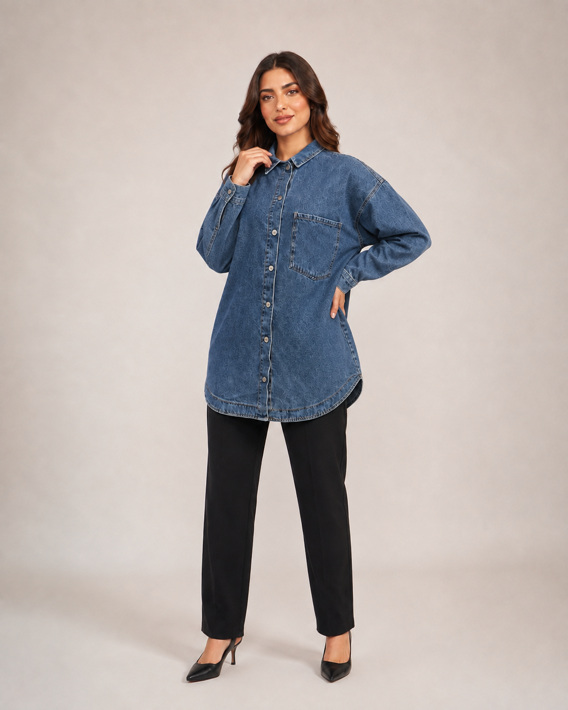Indigo Muse Longline Denim Shirt