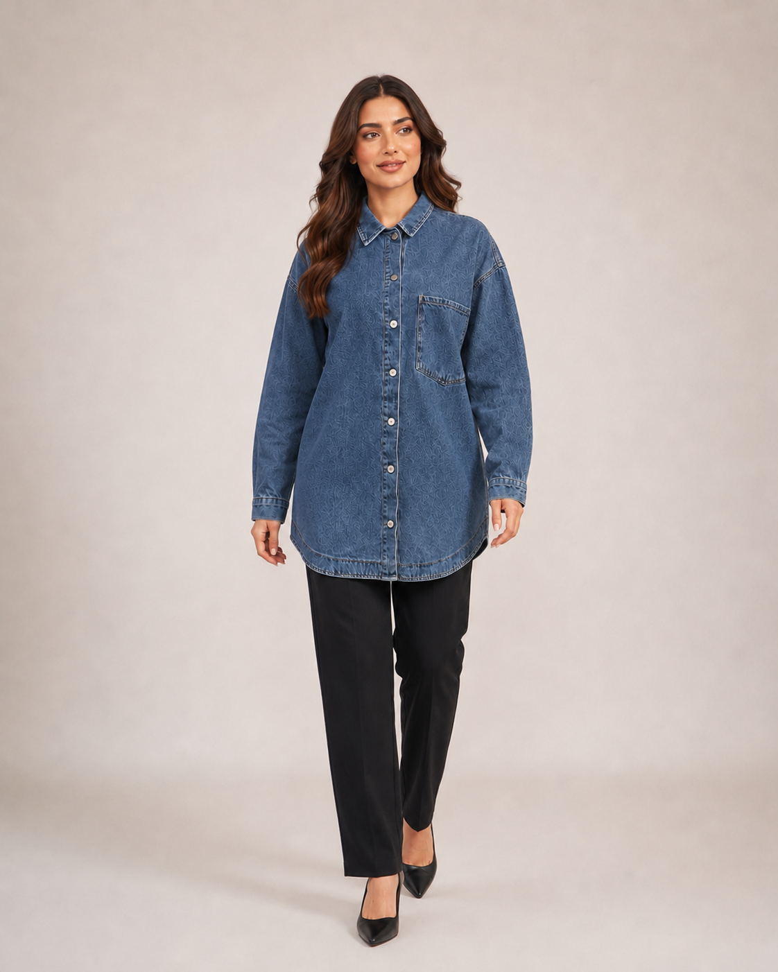 Indigo Muse Longline Denim Shirt