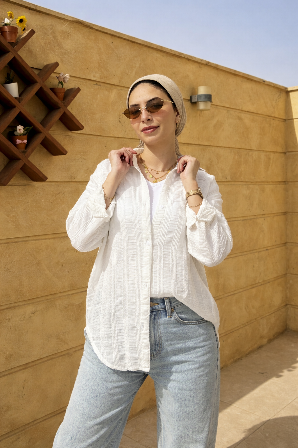 White Textured Blouse