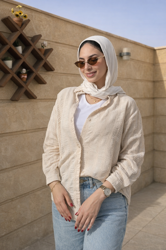Beige Textured Blouse