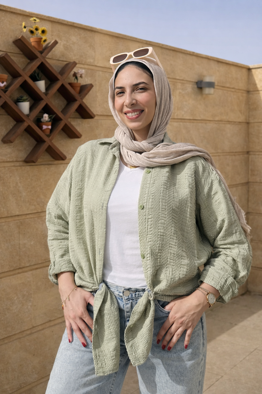 Olive Green Textured Blouse