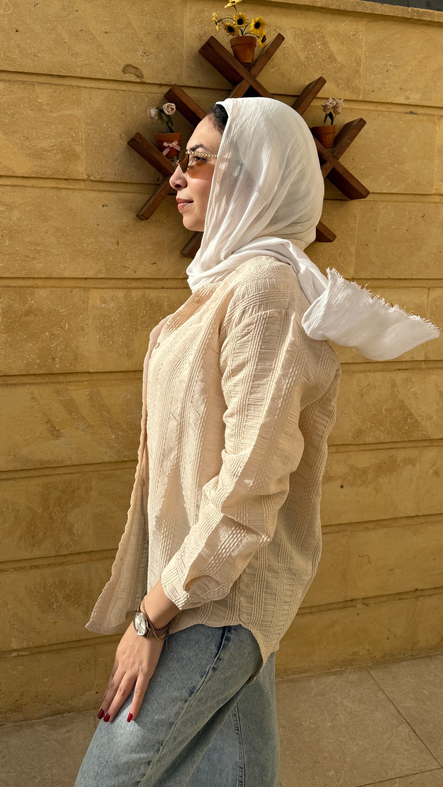 Beige Textured Blouse