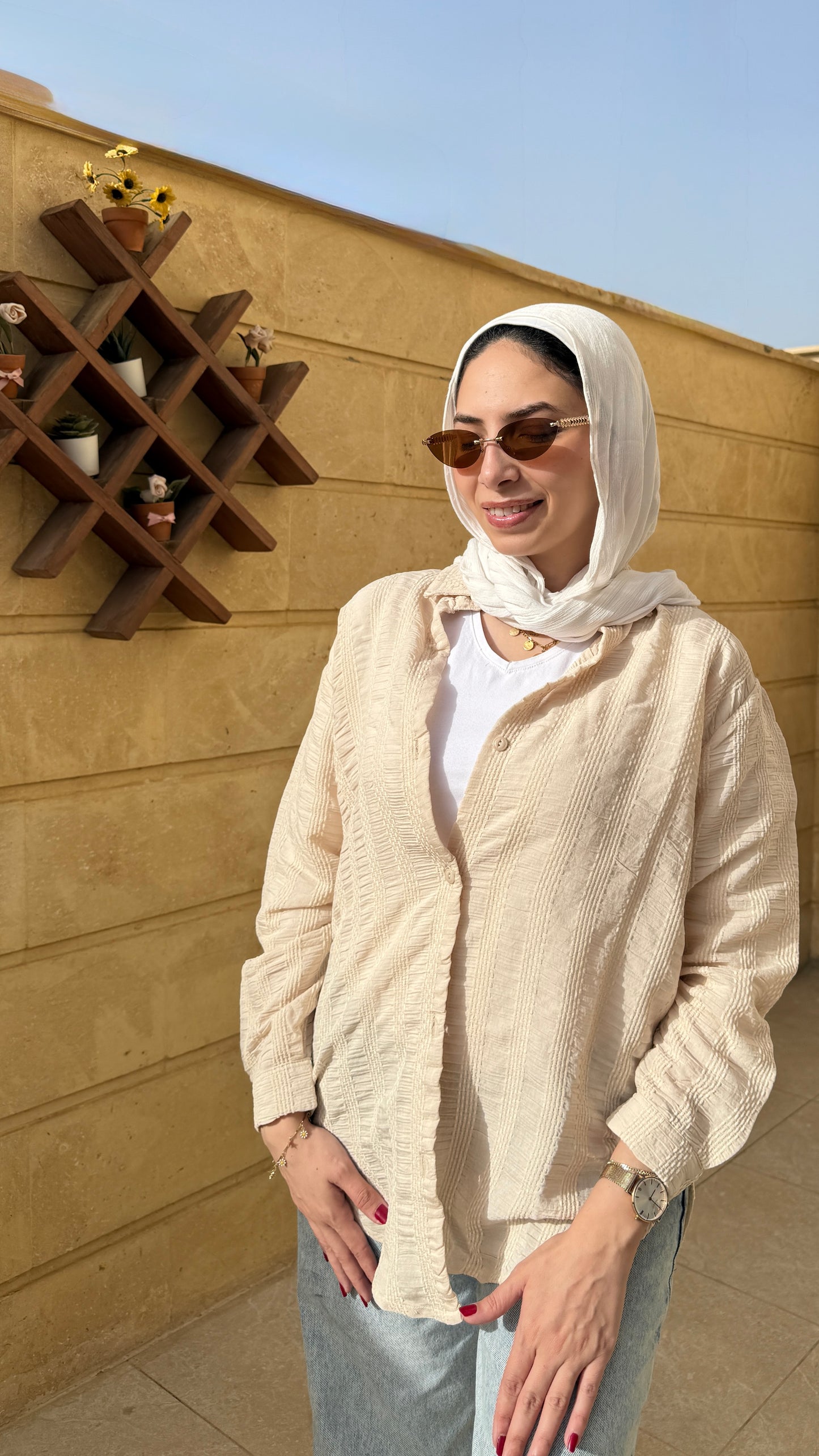 Beige Textured Blouse