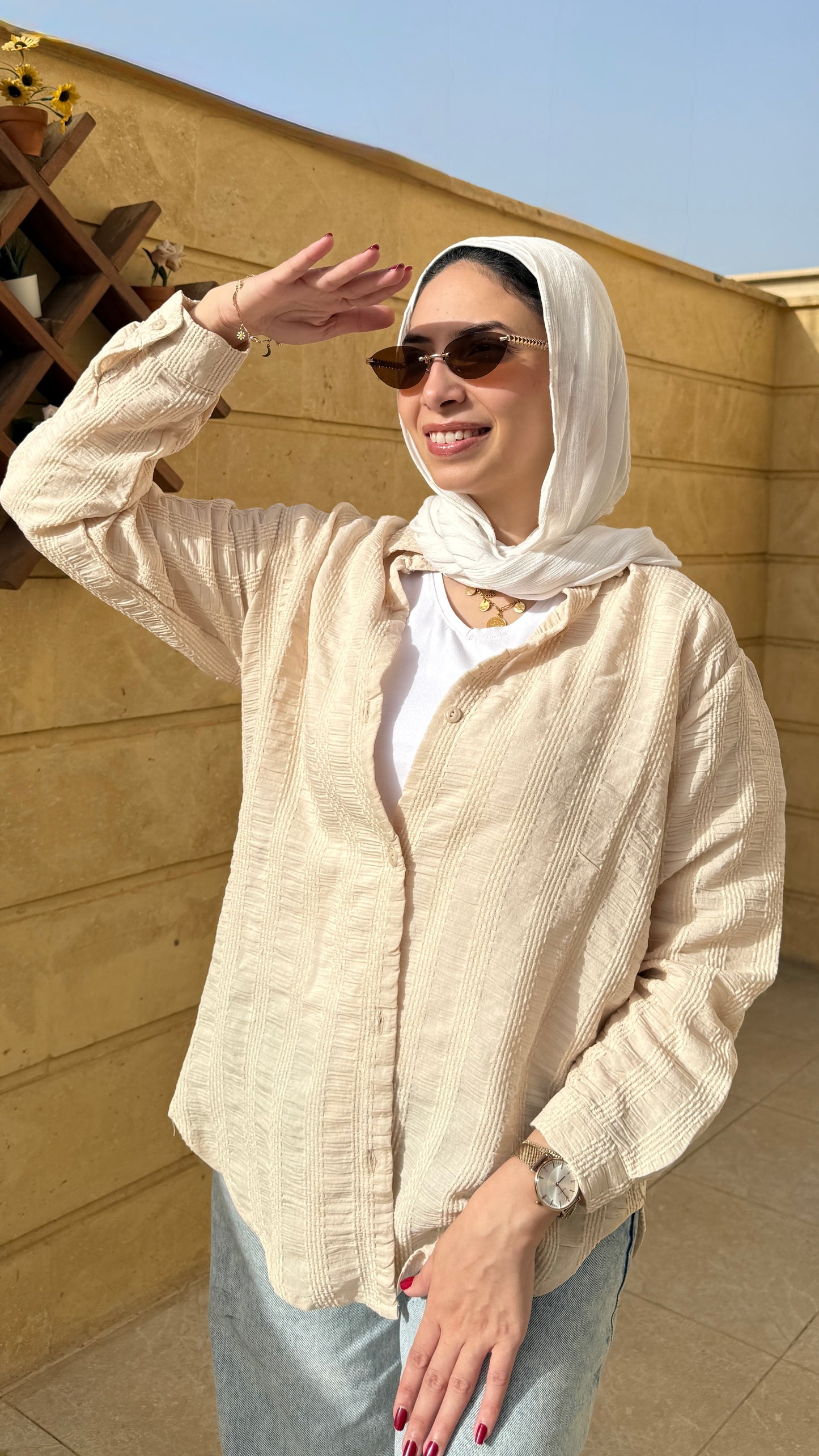 Beige Textured Blouse